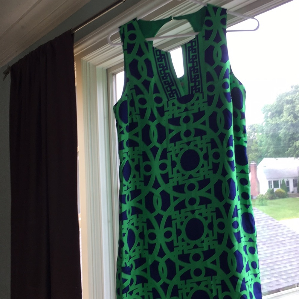 Silk geometric color shift dress